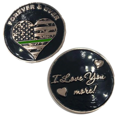 L-10 Thin Green Line Heart I Love You More, Forever and Ever rose gold flag Bord
