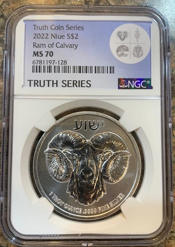 2022 Niue Ram of Calvary  1oz Silver Coin NGC MS 70 Truth series