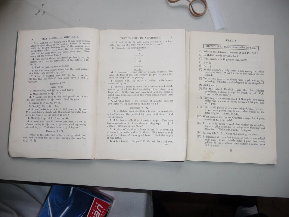 Maths Arithmetic test papers 1930's 100+ total pages 5x7"       W11 - Image 3 of 3