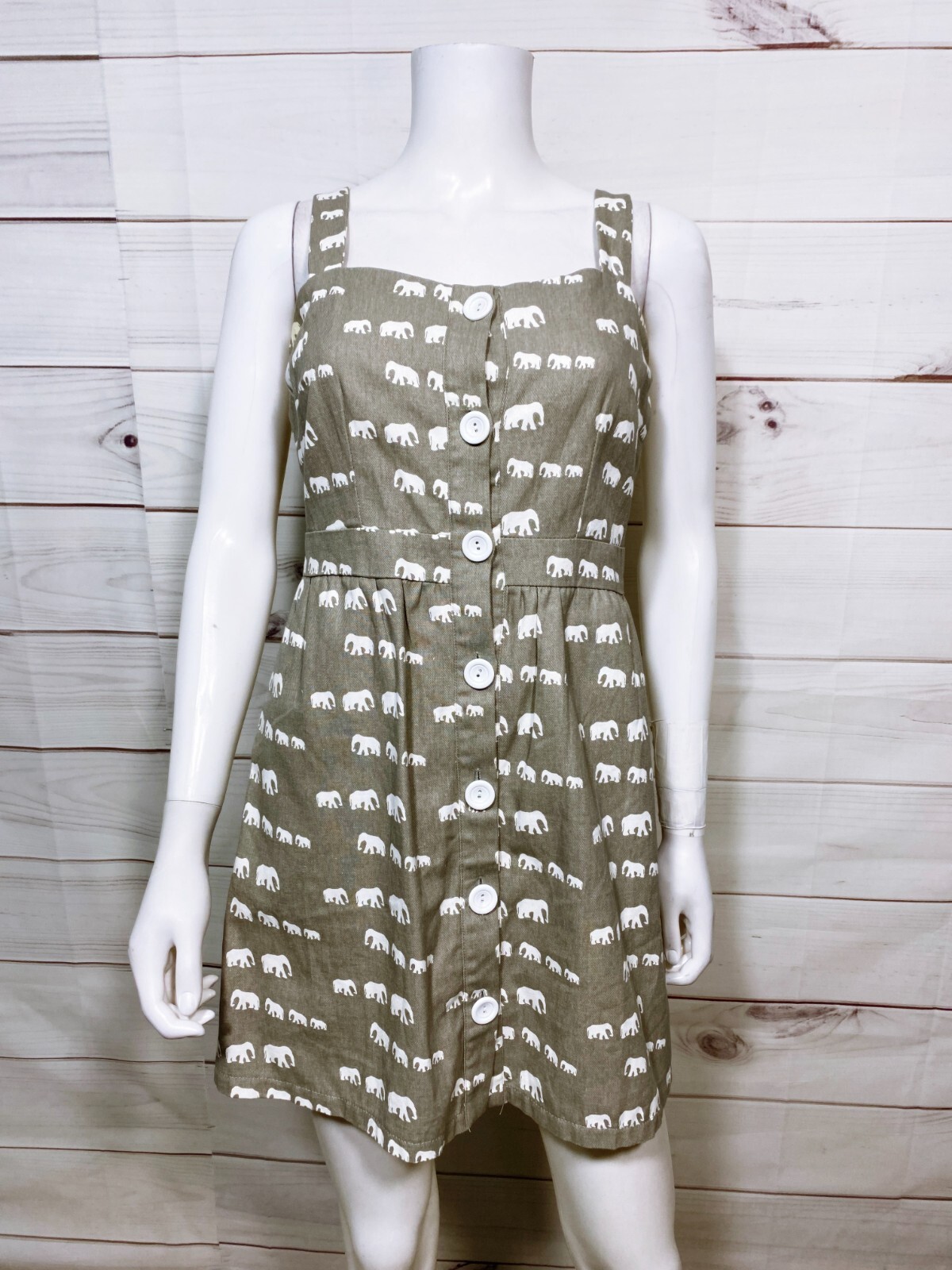 FILA Abito donna Ducks In a Row taglia XS grigio stampa elefante bottoni senza maniche