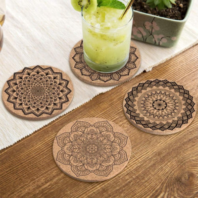 Absorbent Cork Coasters with Holder Housewarming Gift for New Home Living Room