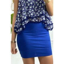 Sexy Damen Minirock mit Ziernähten und Zipper Royal Blau #RO486