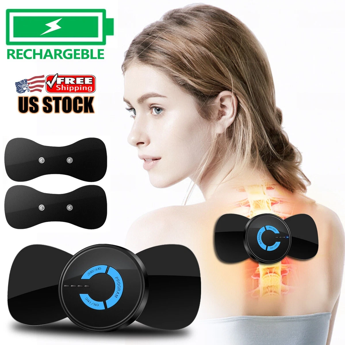 1 2x Portable Electric Neck Massager Back Cervical Massage Pain Relief Device