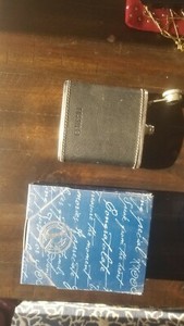 2 flask NIB Gold quotes Things remembered other used Fossil leather band 