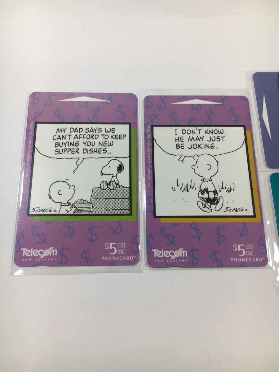 Peanuts Rare Phone Cards Telecom New Zealand Snoopy Set Of 4 (7179