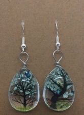 925 Sterling Silver Hypoallergenic Hook Earrings Dried Flower Tree Lacework 588