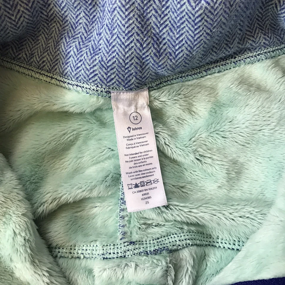 IVIVVA Girl’s Blue/Green Thermal Long Thumbhole Sleeve Quarter-Zip Size 12 YLG - Image 3 of 4