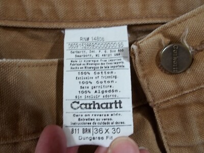 MENS CARHARTT BROWN DENIM CARPENTER JEANS, B11 BRN 36x30 ORIGINAL