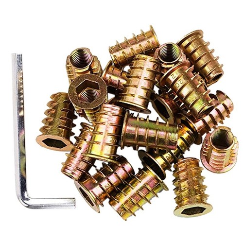 50 PCS Insert Fileté Bois Ecrou Hexagonal M8 x 20 mm Insert a Visser en