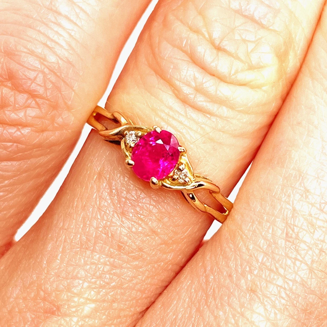 Two Tone Double Prong Oval Ruby Engagement Ring | Italo Jewelry