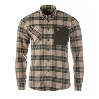 Tagart Alaska Herren Flanellhemd Beige-GrüN Karo Xl, Slim Fit, Wildleder-Details