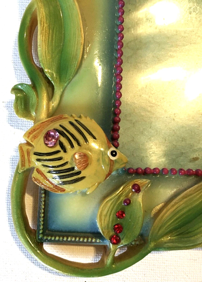 Marco de fotos delfines océano Gulfarium 4x6" peces conchas marinas cristales 3D ¡DEFECTO! Foto 2 de 4