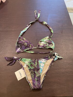 $451 La Perla 2pc Bathing Swim Suit Size 42/6 NWT sequin python