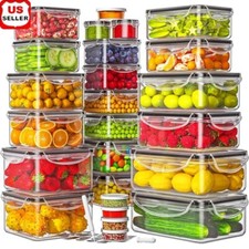 50 Piece Airtight Food Storage Containers W/ Lids Meal Prep Plastic Set Labels