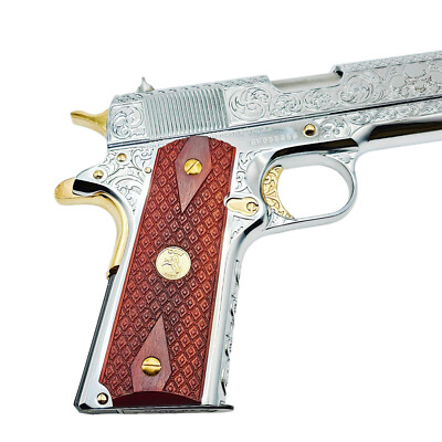 1911 Solid Rosewood Full Size Grips - Spanish Diamond - Ambi Cut