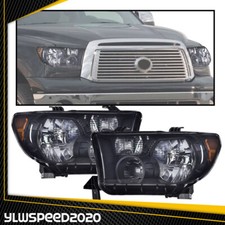 Fit For 07-13 Toyota Tundra 08-17 Sequoia 2X Black Headlights W/ Signal Light
