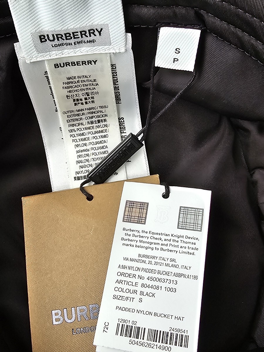 BURBERRY London Black Padded Nylon Bucket Hat Horseferry
