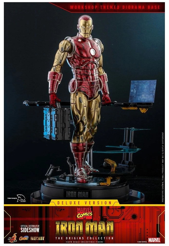 MARVEL Origins Collection Comic - Iron Man Deluxe 1/6 Action Figure 12" Hot Toys - Photo 4/4