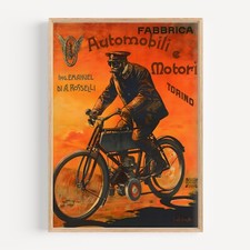 Fabbrica Auto and Motorcycles 1911 Vintage Motorcycle Art Poster Print