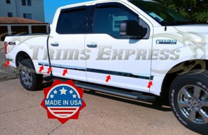 2015-2020 Ford F-150 Super Cab 6.5' Bed Chrome Body Side Molding Kit – Stainless Steel Trim