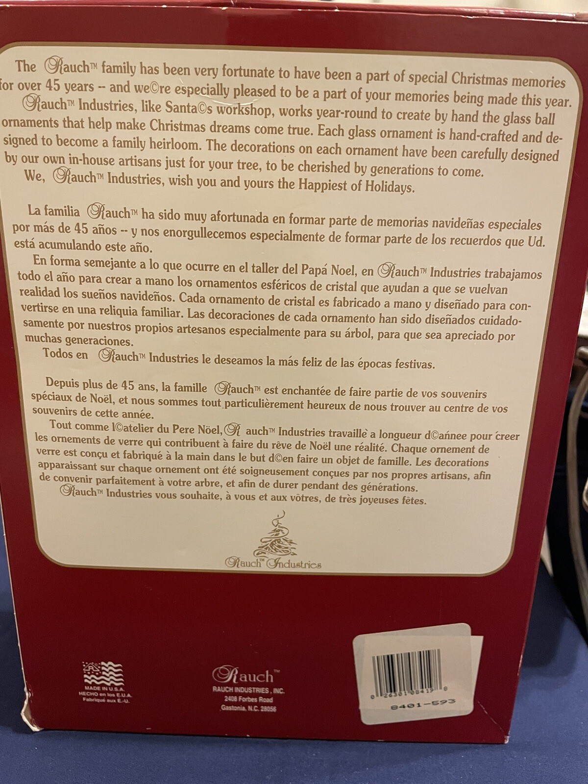 The Victoria Collection Rauch Family 4 Hand Crafted Christmas Ornaments