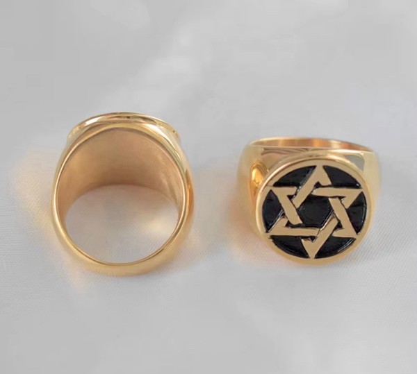 Alternate view of Star David 18k Gold Plated Men's Ring.