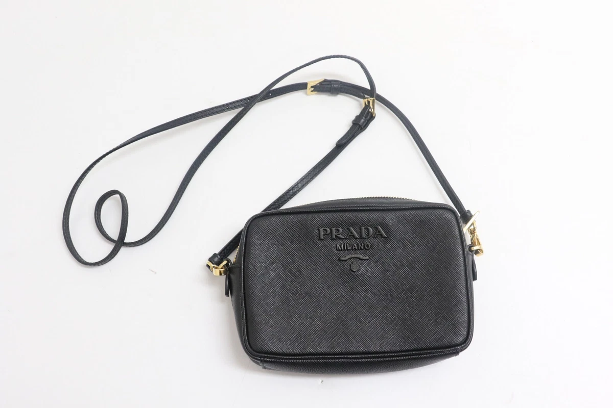 Prada Black Saffiano Lux Nero Black Shoulder Bag IBH036