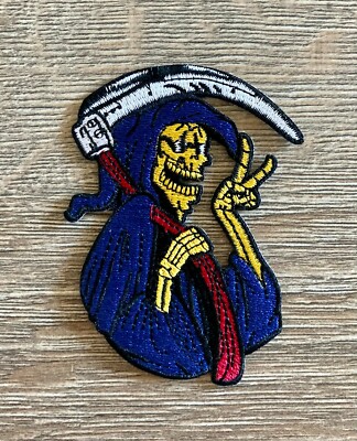 Happy Tot Patch Aufnäher Bügelbild Dead Kutte Sennsenmann Skelett