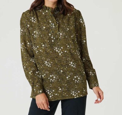 Bluse grün 42 Damen Animal-Print UVP: 59,99   C17
