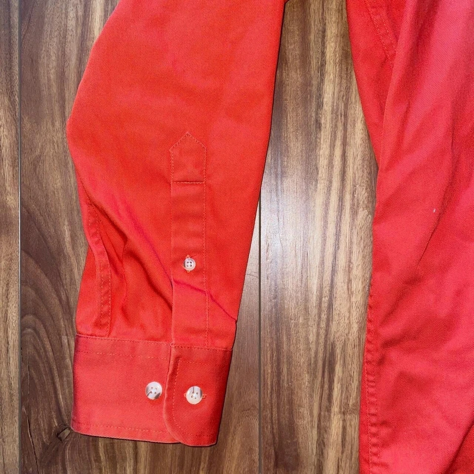 Camisa vaquera de manga larga vintage Duck Head para hombre grande naranja con botones XL Foto 4 de 4