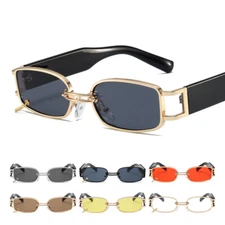 Retro Rectangle Sunglasses Men Women Square Narrow Hip Hop Small Frame Glasses