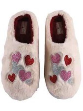 Simply Southern Preppy Sparkly Hearts Super Soft Slippers Bedroom Shoe M/L P