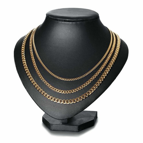 VNOX Mens Womens Chain Silver Black Stainless Steel Cuban Link Pendant Necklace - Picture 8 of 18