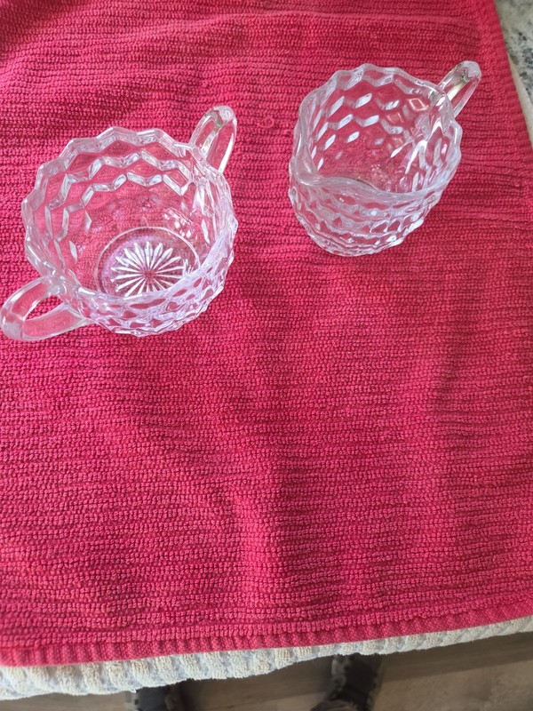Vintage Fostoria American Clear Glass Creamer & Sugar Bowl Set