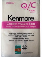 Kenmore 53292 Type Q HEPA Replacement Dust Bags for Canister Vacuum -Pack of 4