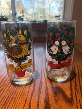 VTG INDIANA GLASS 12 DAYS OF CHRISTMAS GLASSES 10 OZ ANCHOR HOCKING