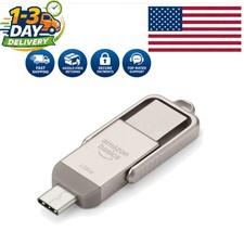 Luxury 128GB USB Flash Drive - Dual USB C A Ports, Champagne Silver Finish