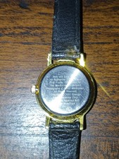 Elvis Presley Collectible Wristwatch 2002 Black Leather Band Gold Case