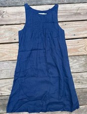 Vineyard Vines Dark Blue Linen Shift Dress Sleeveless Pintuck Lined Size 2