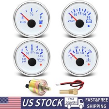 52mm White Fuel Level Oil Pressure Water Temp Volt With Sensor For Boat Car Us 52mm White Fuel Level Oil Pressure Water Temp Volt With Sensor For Boat Car Us