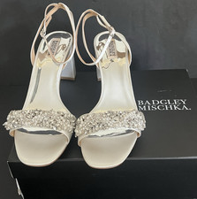 Badgley Mischka Womens Clara Heels Elegant Dress Shoes Strappy Sz 12 Drag Queen