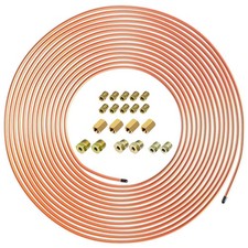 Copper Coated Brake Line 3/16 Coated Steel Brake Line Tubing Kit 3/16" x 25F...
