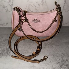 NWT Coach Powder Pink Teri Shoulder Bag Signature with Charms CEA20
