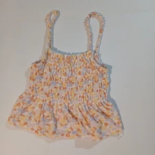 SO Small Colorful Floral Terrycloth Ruffle Tank Top Woman Size M