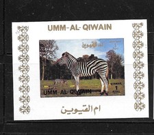 UMM AL QIWAIN ZEBRA WHITE MINI SOUVENIR SHEET MINT MNH OLD VINTAGE STAMP