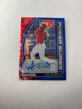2020 Panini Prizm Draft Picks Power Surge Blue /60 Austin Wells Auto SP Yankees