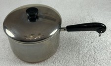 Olla de acero inoxidable con fondo de cobre Revere Ware 4 cuartos 1801 de colección con tapa EE. UU. **USADA EN EXCELENTE ESTADO**
