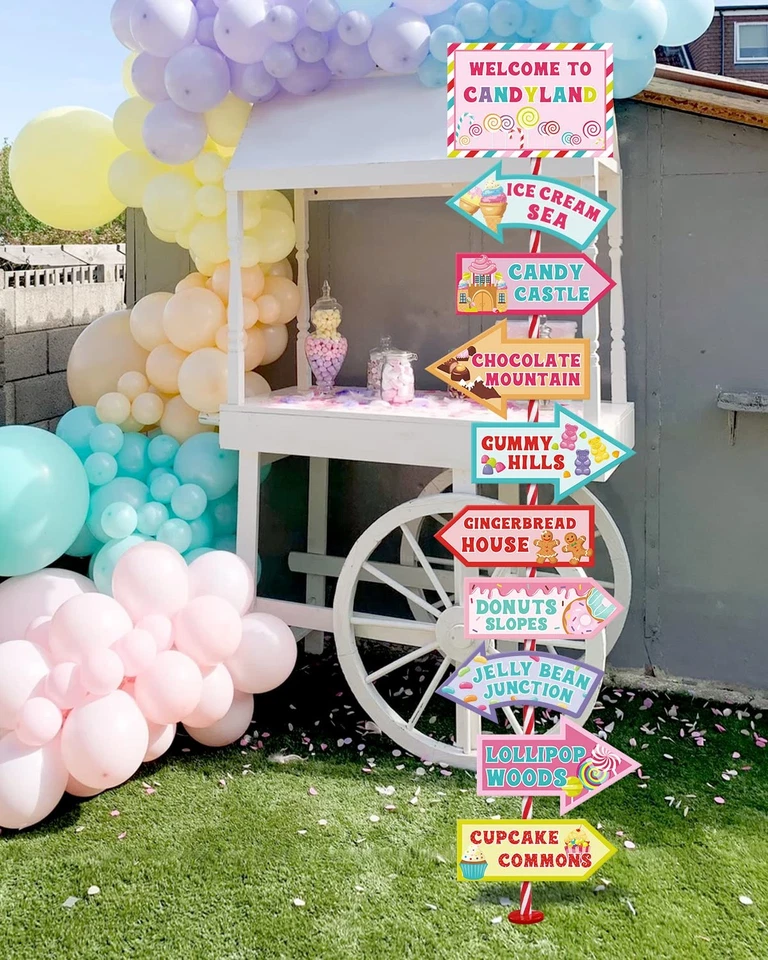 20 PIEZAS Decoraciones de Fiesta Candyland - Carteles de Fiesta Candy Land - Bienvenido Candyla... Foto 3 de 4