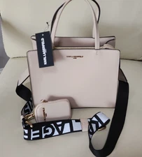 $228 KARL LAGERFELD PARIS Maybelle Color Beige Shell Crossbody Bag Satchel NWT