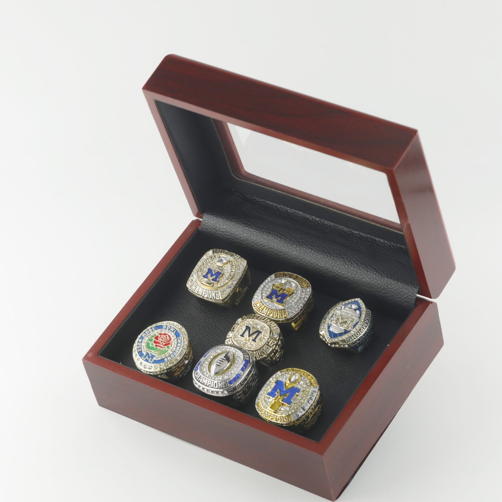 Michigan Wolverines Rings 2024 Michigan Wolverines 7 Championship Ring Set with Display Box | eBay